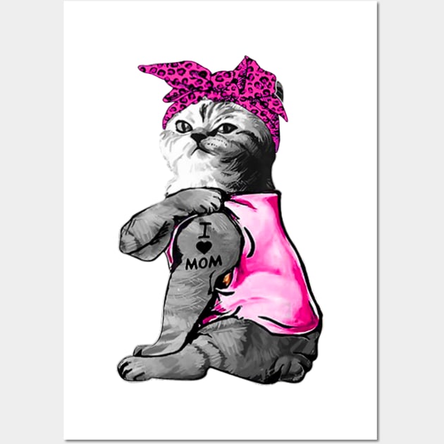 Mother's Day I Lover Mom Tattoo Cat Gift Wall Art by ThuyNga